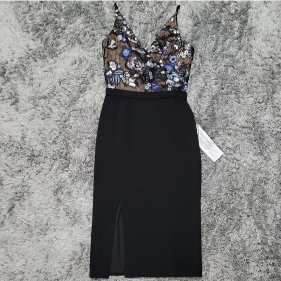 Dress the Population Dresses & Skirts - Dress The Population Giulia Sequin Sheath Dress Women's XS Floral Whimsigoth